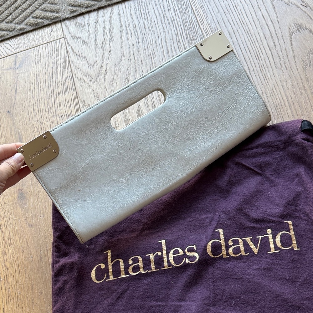 Charles David Cream Clutch with silver Accents